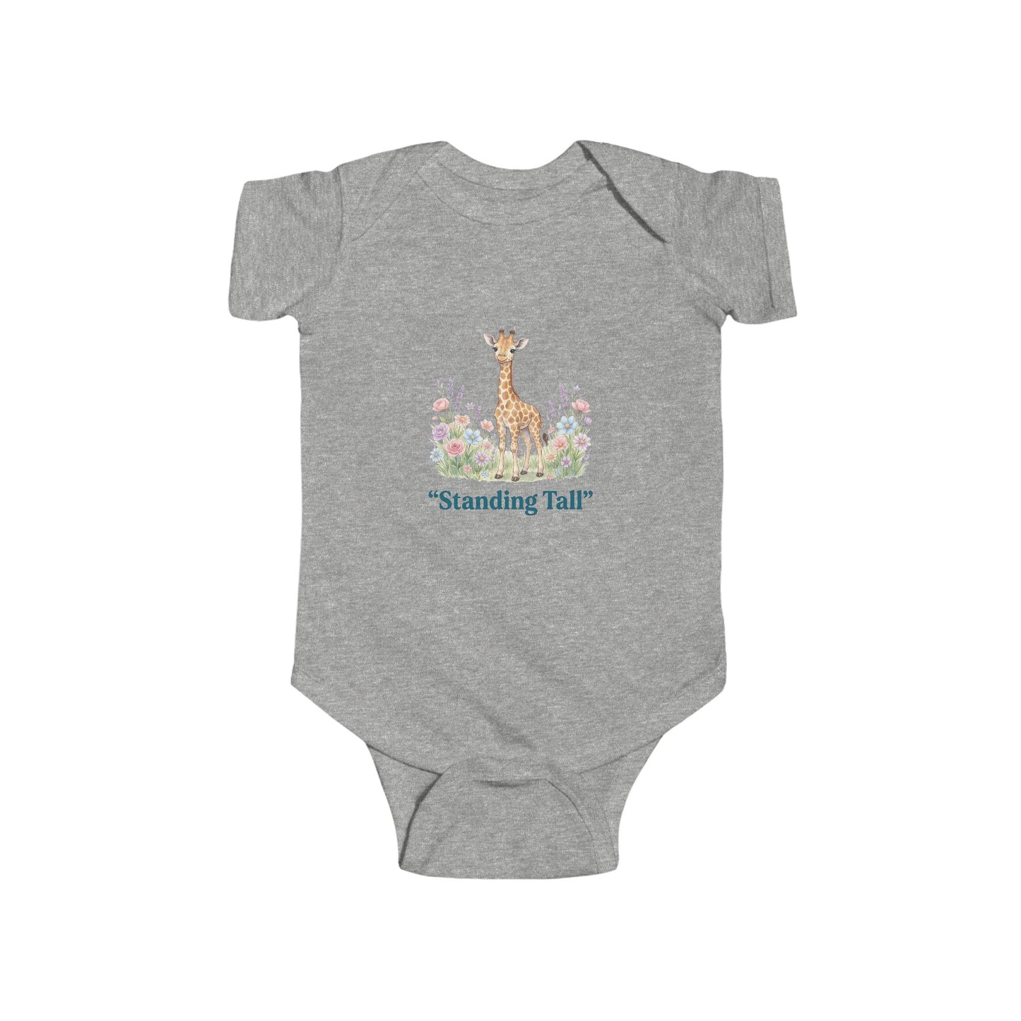 "Standing Tall" - Giraffe Infant Bodysuit — Cute Baby Onesie with Floral Design