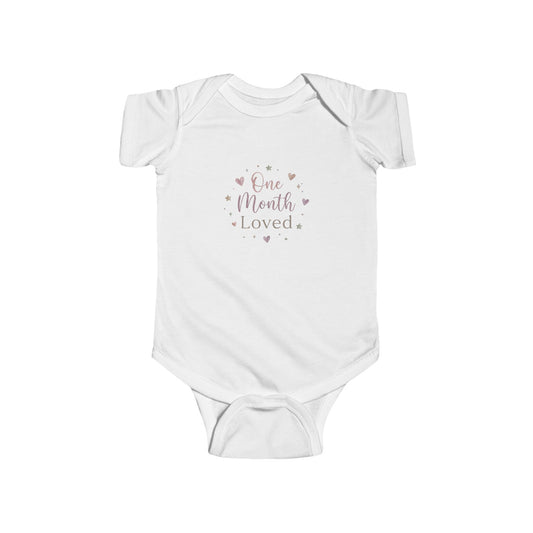 One Month Loved Infant Bodysuit — Newborn Milestone Baby Onesie