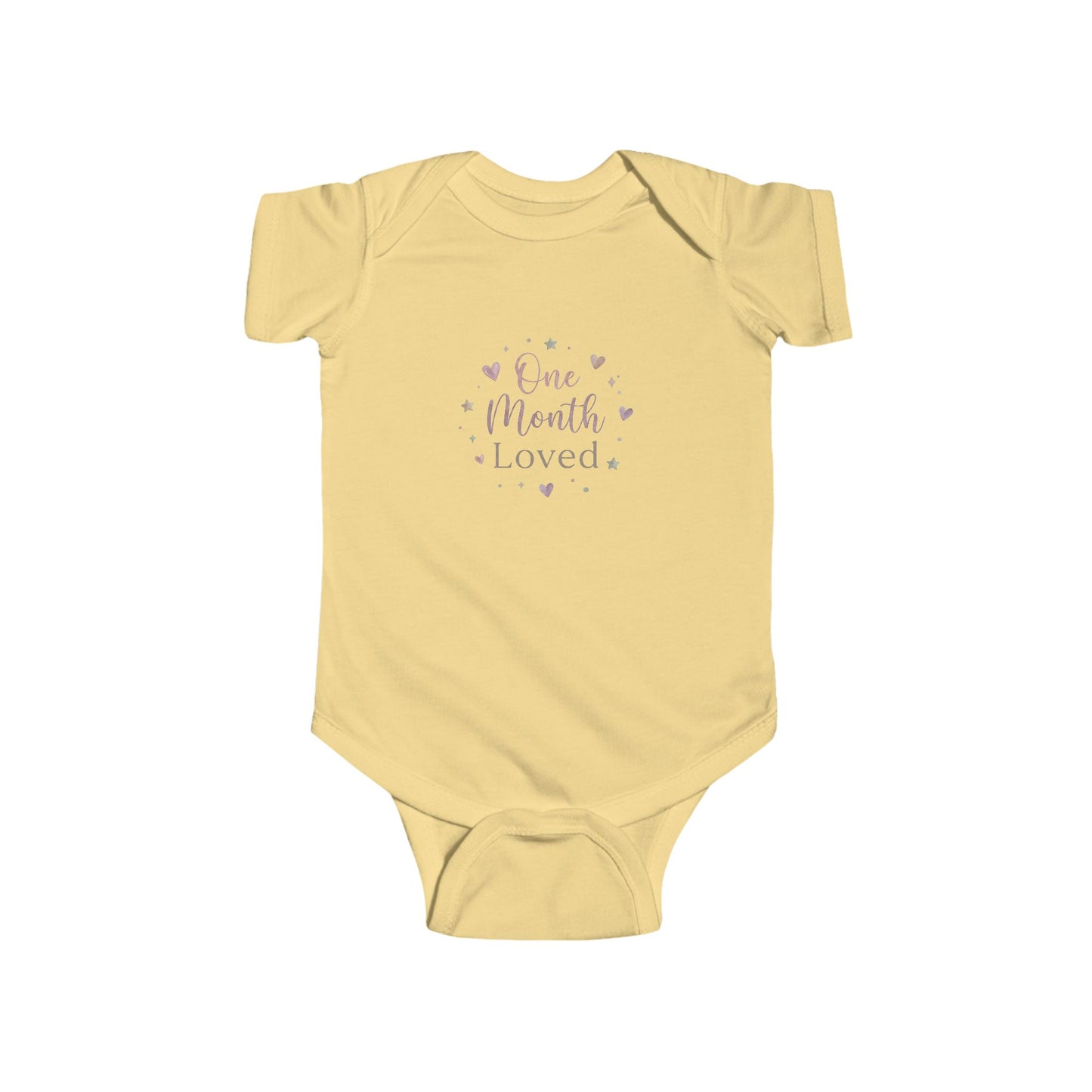 One Month Loved Infant Bodysuit — Newborn Milestone Baby Onesie