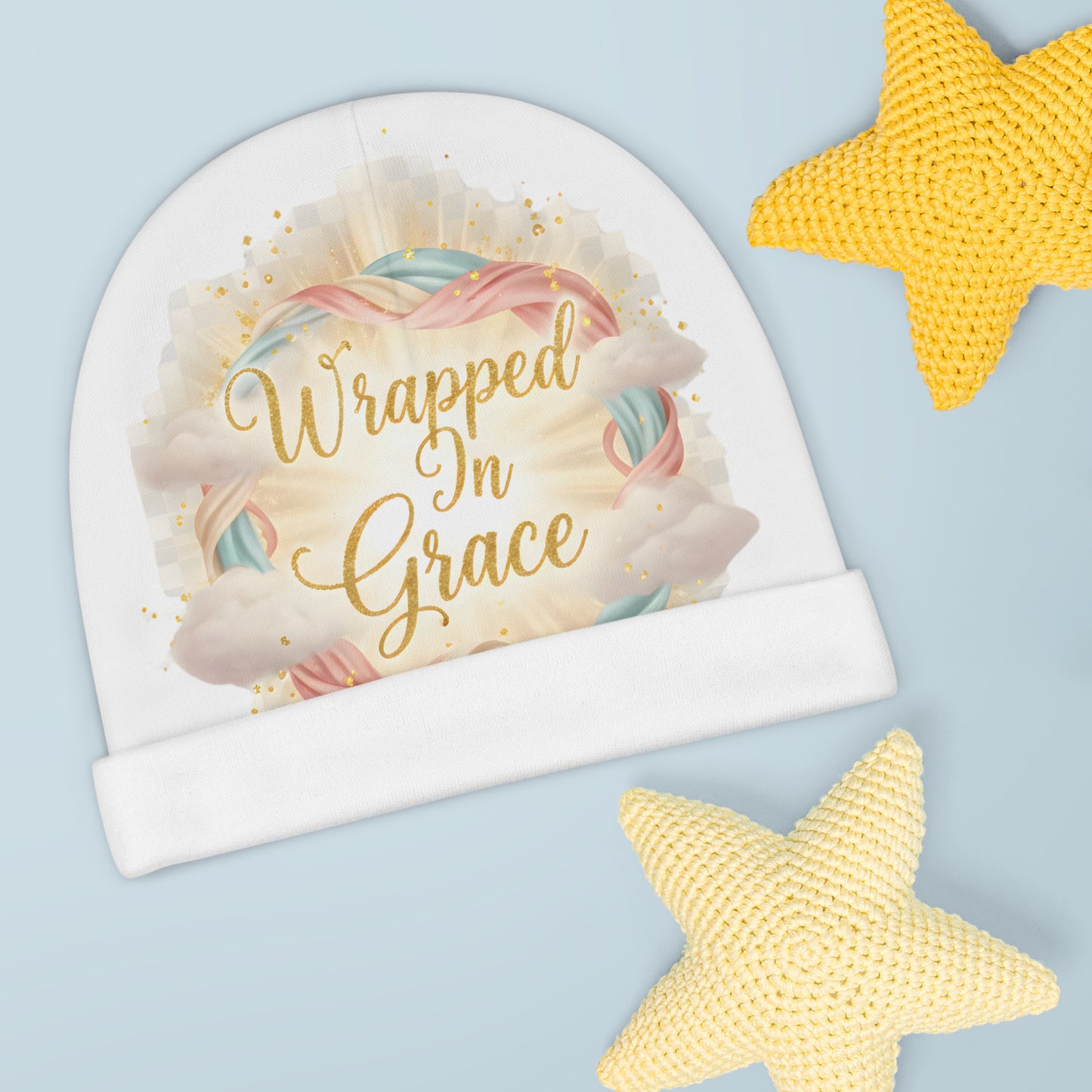 Baby Beanie — "Wrapped in Grace" Pastel Newborn Hat