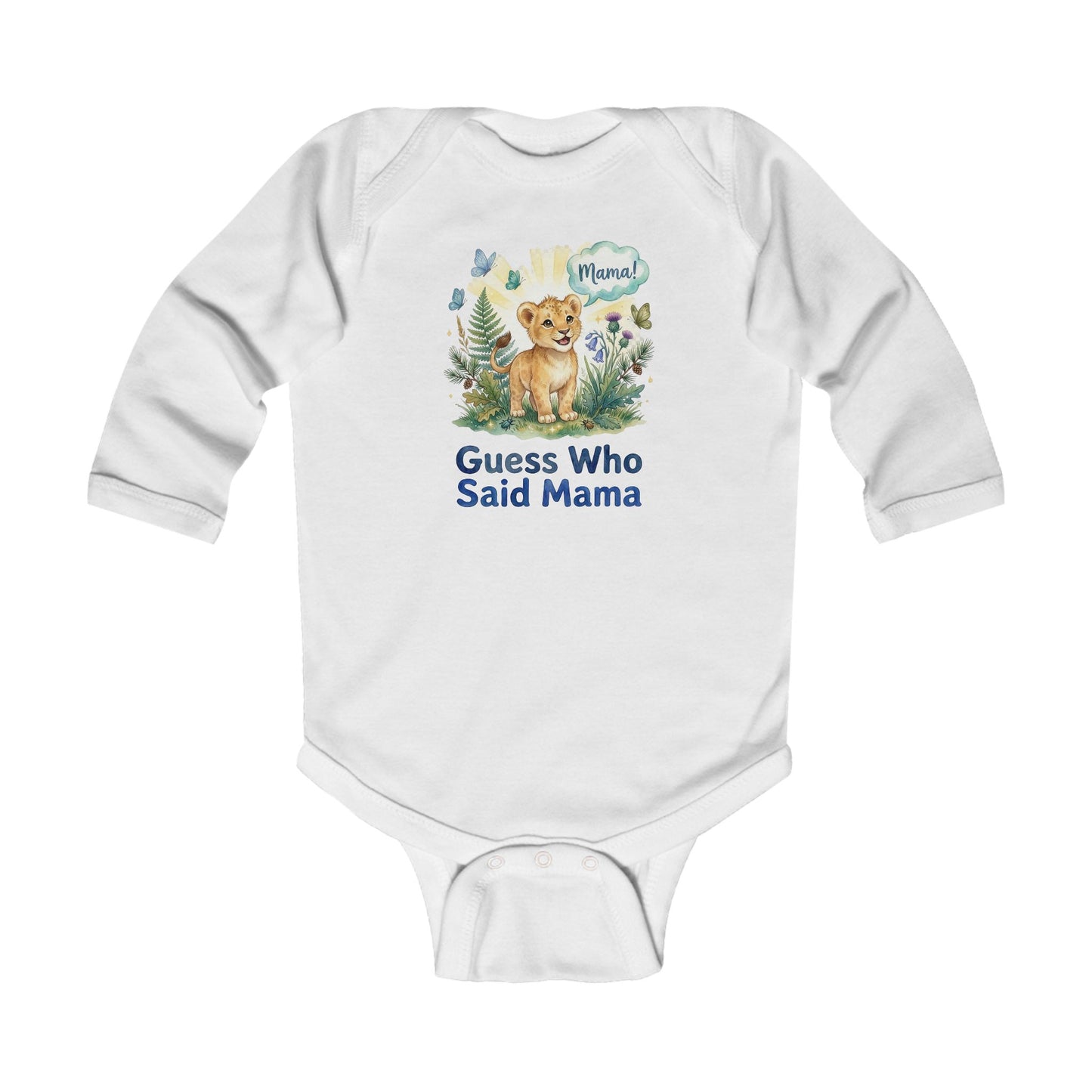 "Guess Who Said Mama" Cute Lion Baby Onesie, Newborn Gift for Mom