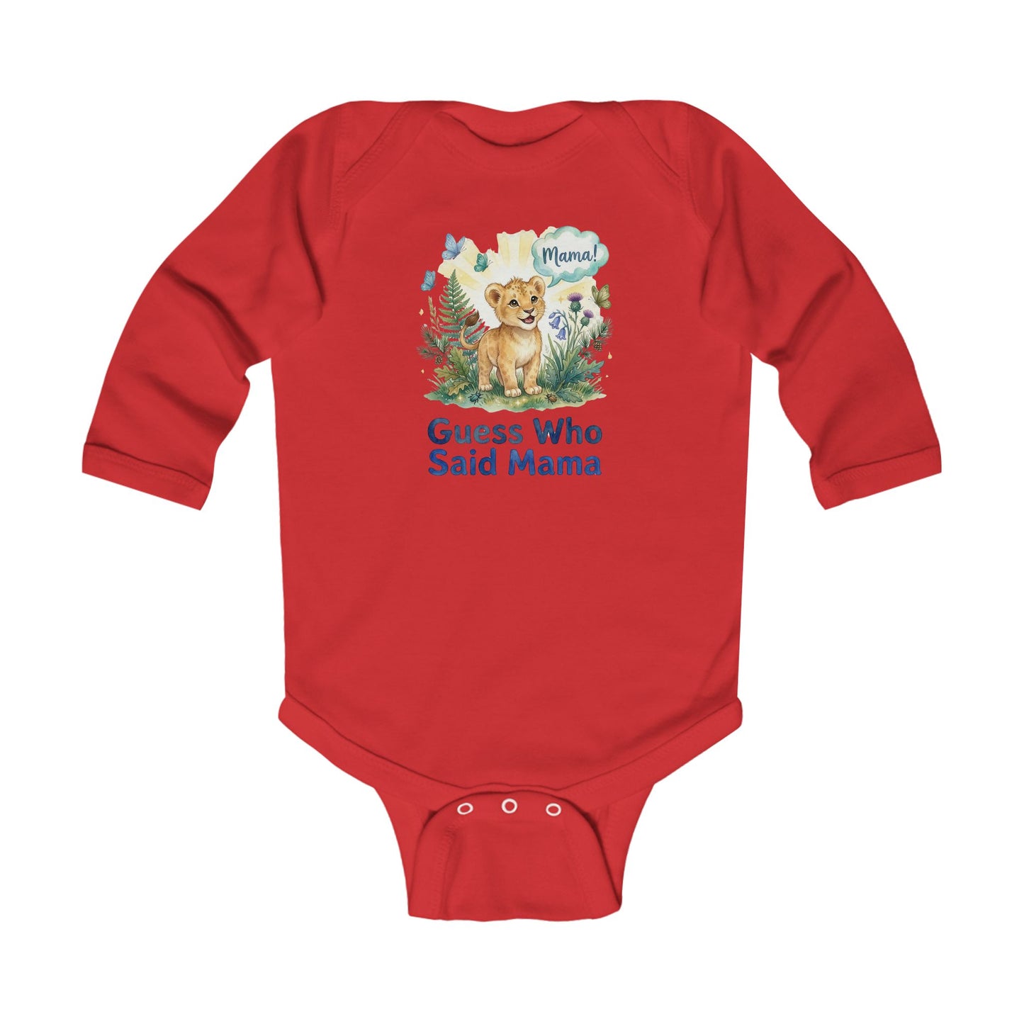 "Guess Who Said Mama" Cute Lion Baby Onesie, Newborn Gift for Mom