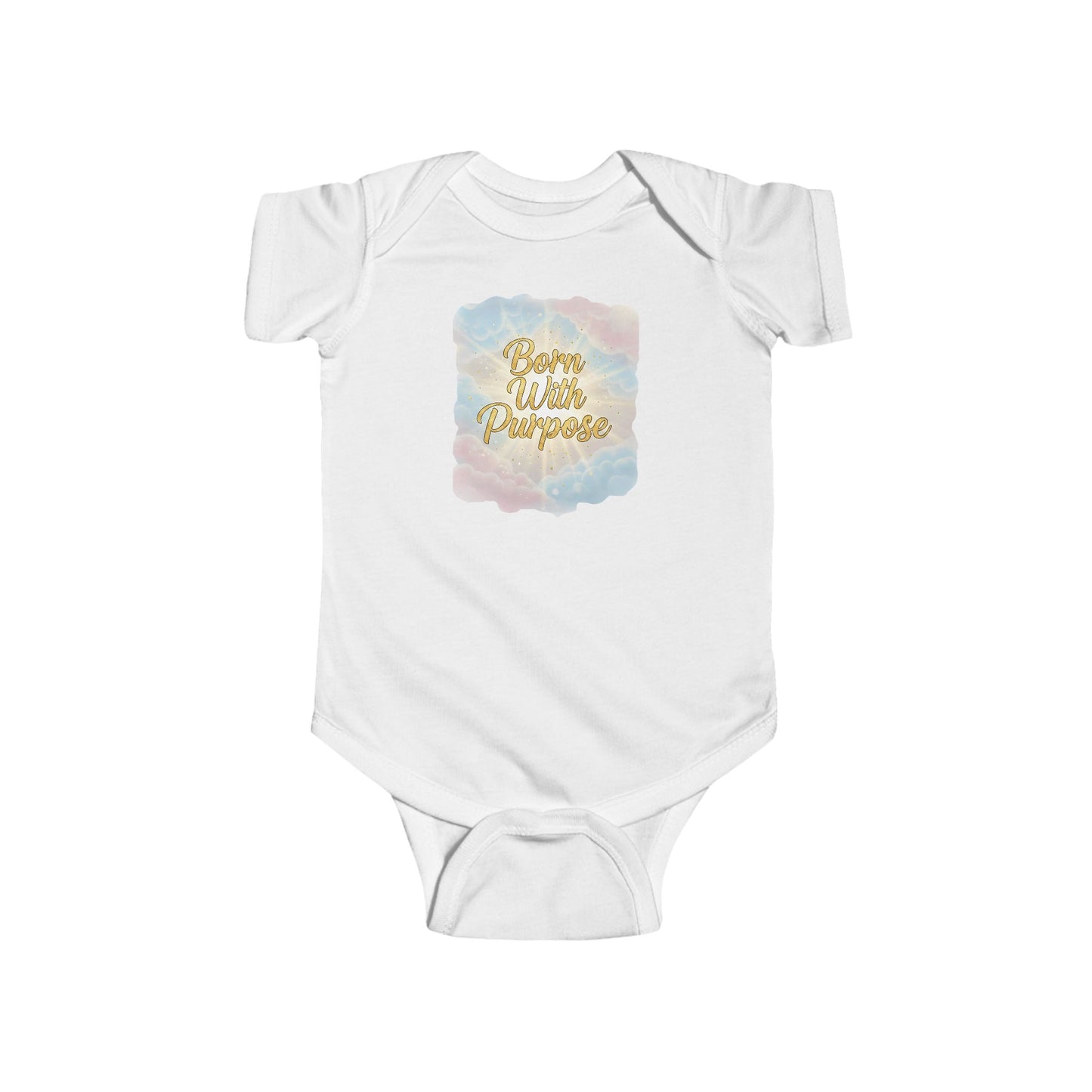 Baby Onesie - Born with Purpose - Watercolor Gold Script Infant Bodysuit