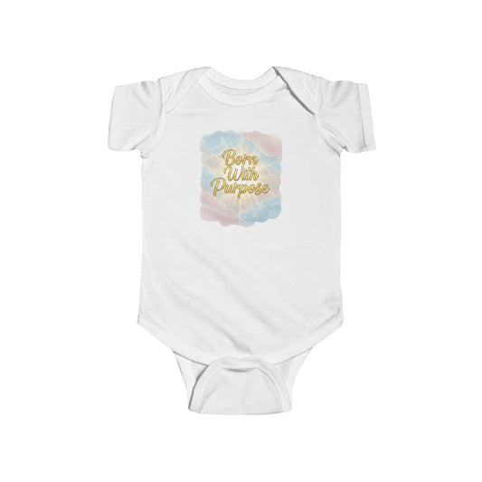 Baby Onesie - Born with Purpose - Watercolor Gold Script Infant Bodysuit
