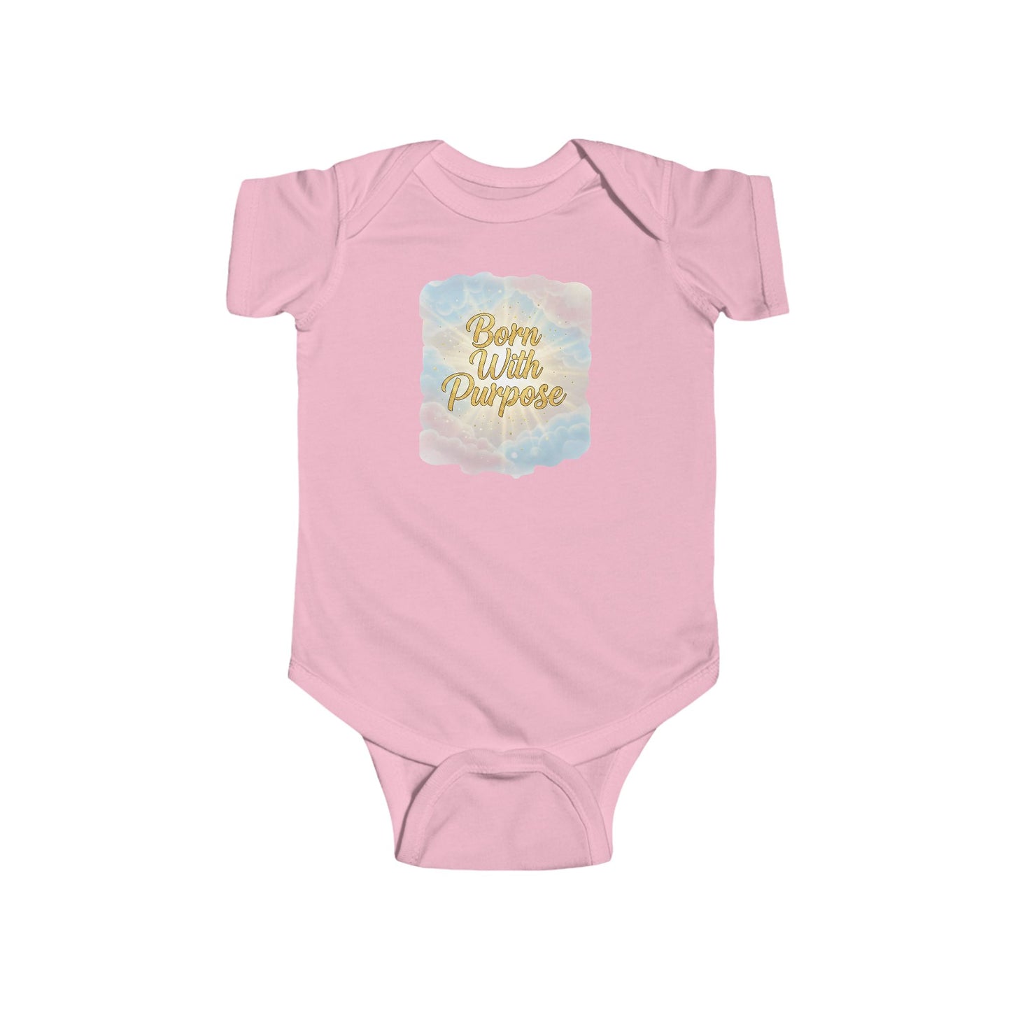Baby Onesie - Born with Purpose - Watercolor Gold Script Infant Bodysuit