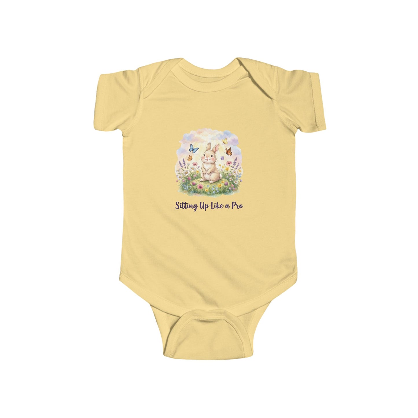 'Sitting Up Like a Pro' - Infant Bodysuit - Cute Bunny Easter Floral Onesie