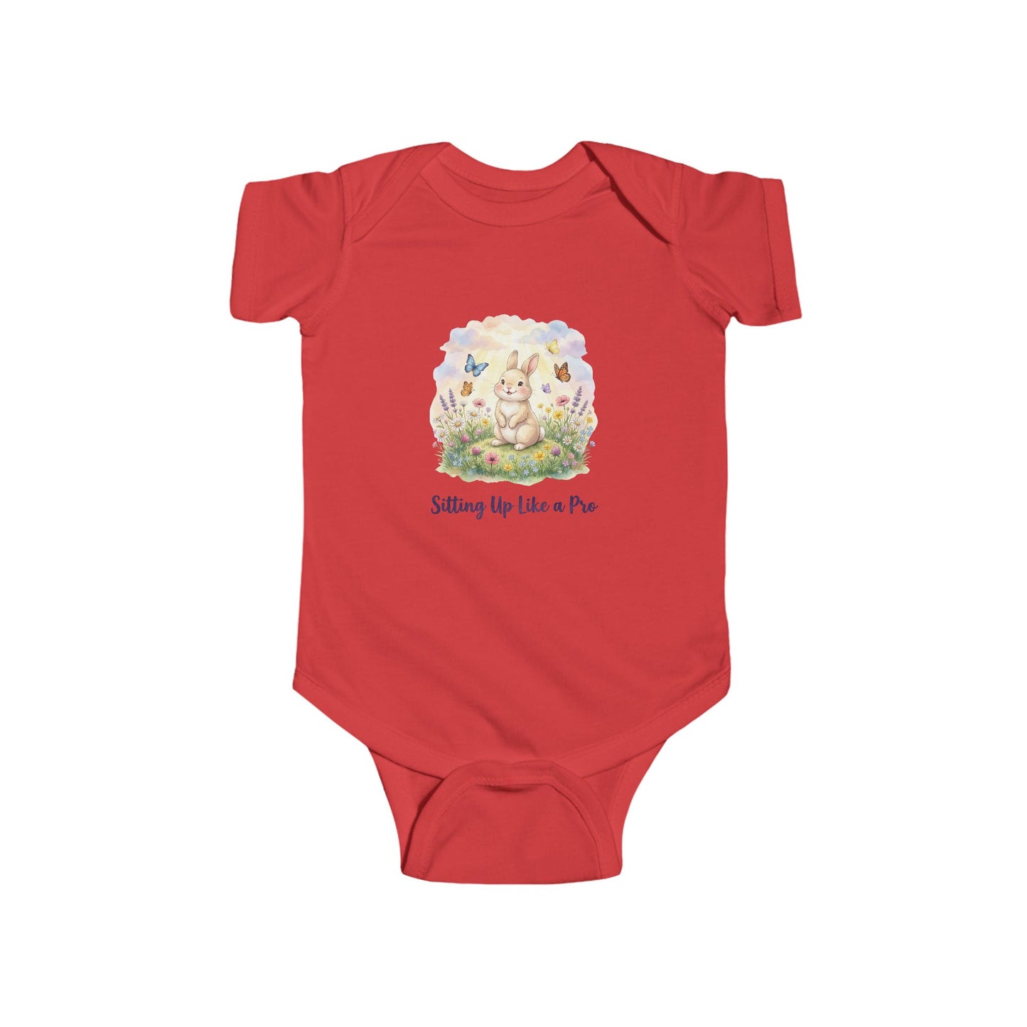 'Sitting Up Like a Pro' - Infant Bodysuit - Cute Bunny Easter Floral Onesie