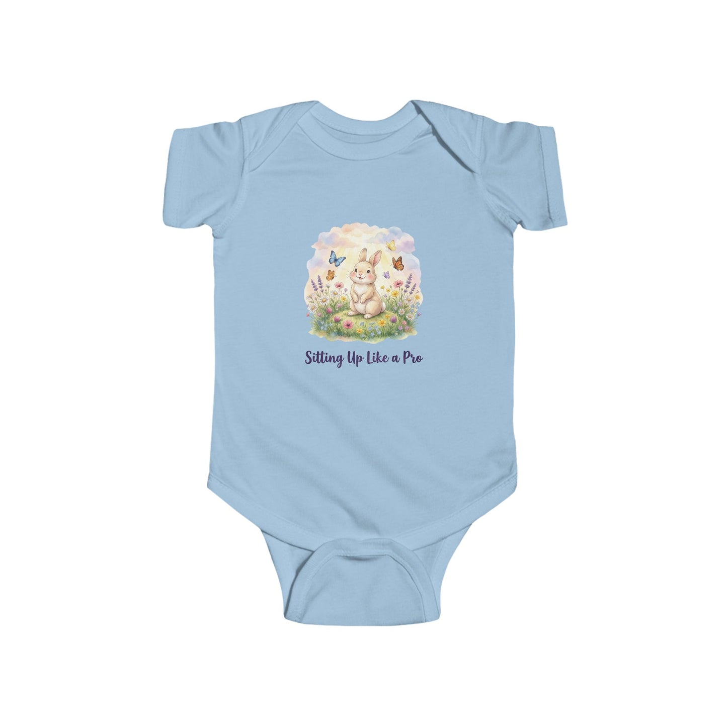 'Sitting Up Like a Pro' - Infant Bodysuit - Cute Bunny Easter Floral Onesie