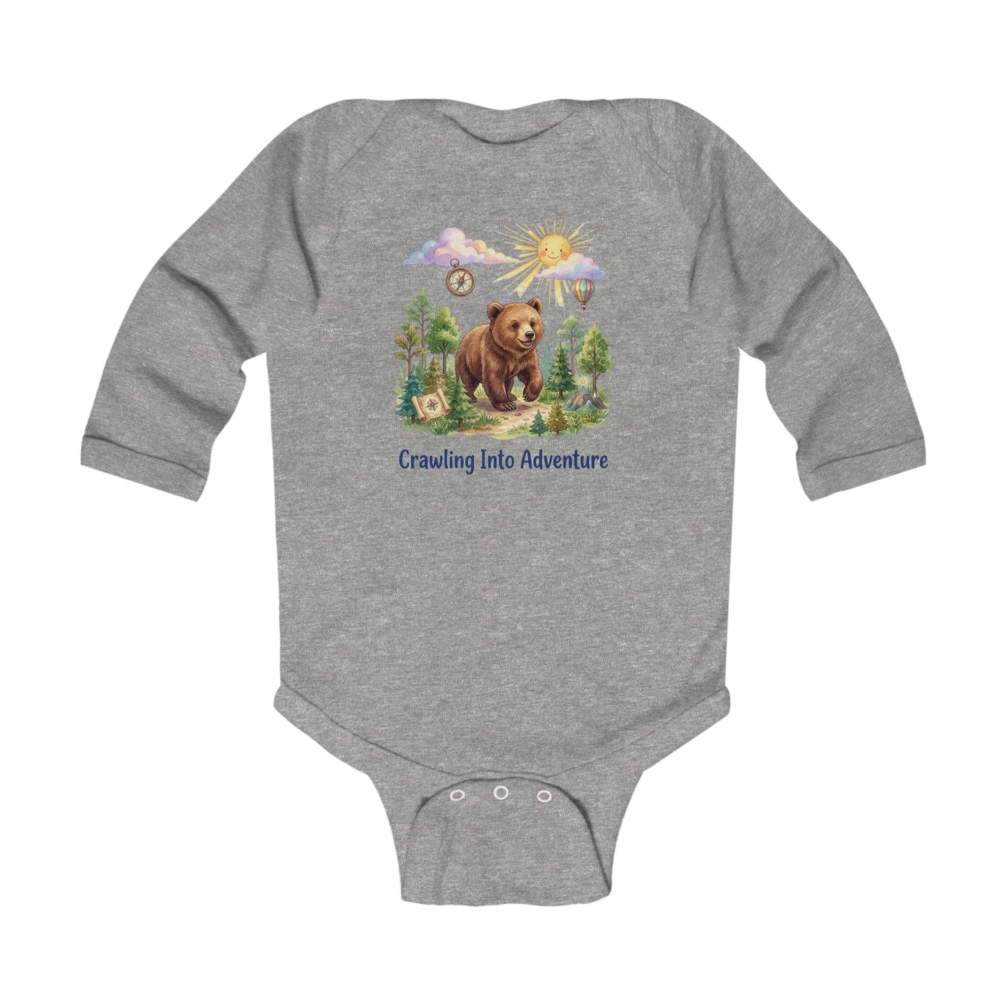 "Crawling Into Adventure" - Infant Bodysuit -Bear Woodland Baby Onesie