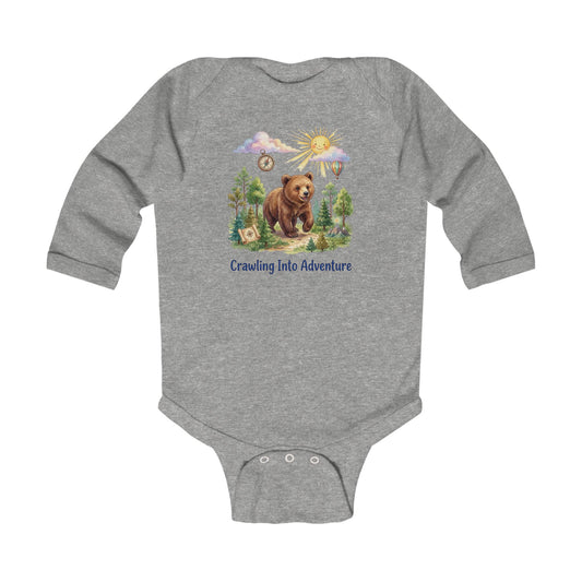 "Crawling Into Adventure" - Infant Bodysuit -Bear Woodland Baby Onesie