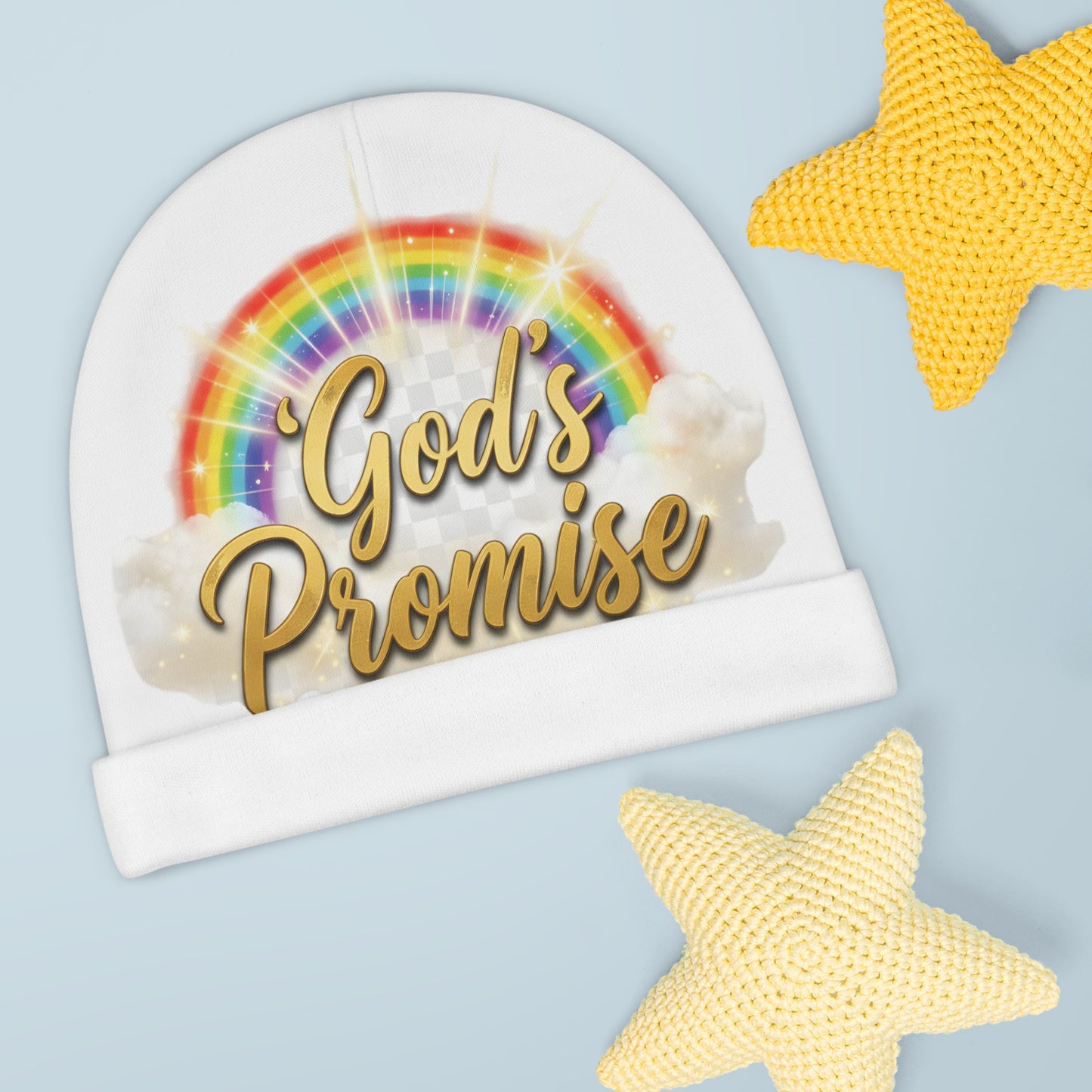 God's Promise Baby Beanie — Rainbow Cloud Newborn Hat