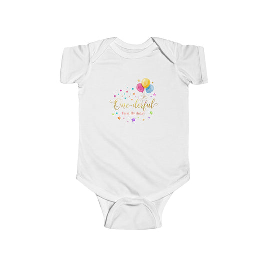 'Wonderful One Month' Baby Bodysuit – Newborn Milestone Onesie with Balloons