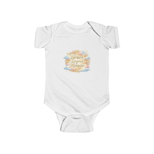 Blessed Beyond Measure Infant Bodysuit — Soft Baby Onesie with Watercolor Script