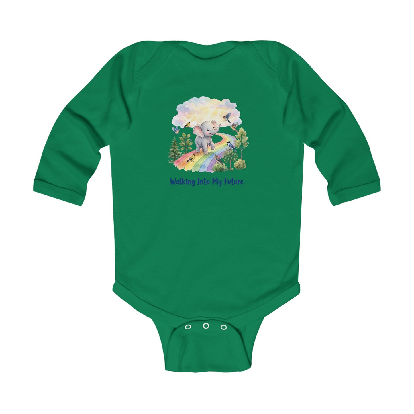 Infant Bodysuit — 'Walking Into My Future' Elephant Rainbow Baby Onesie