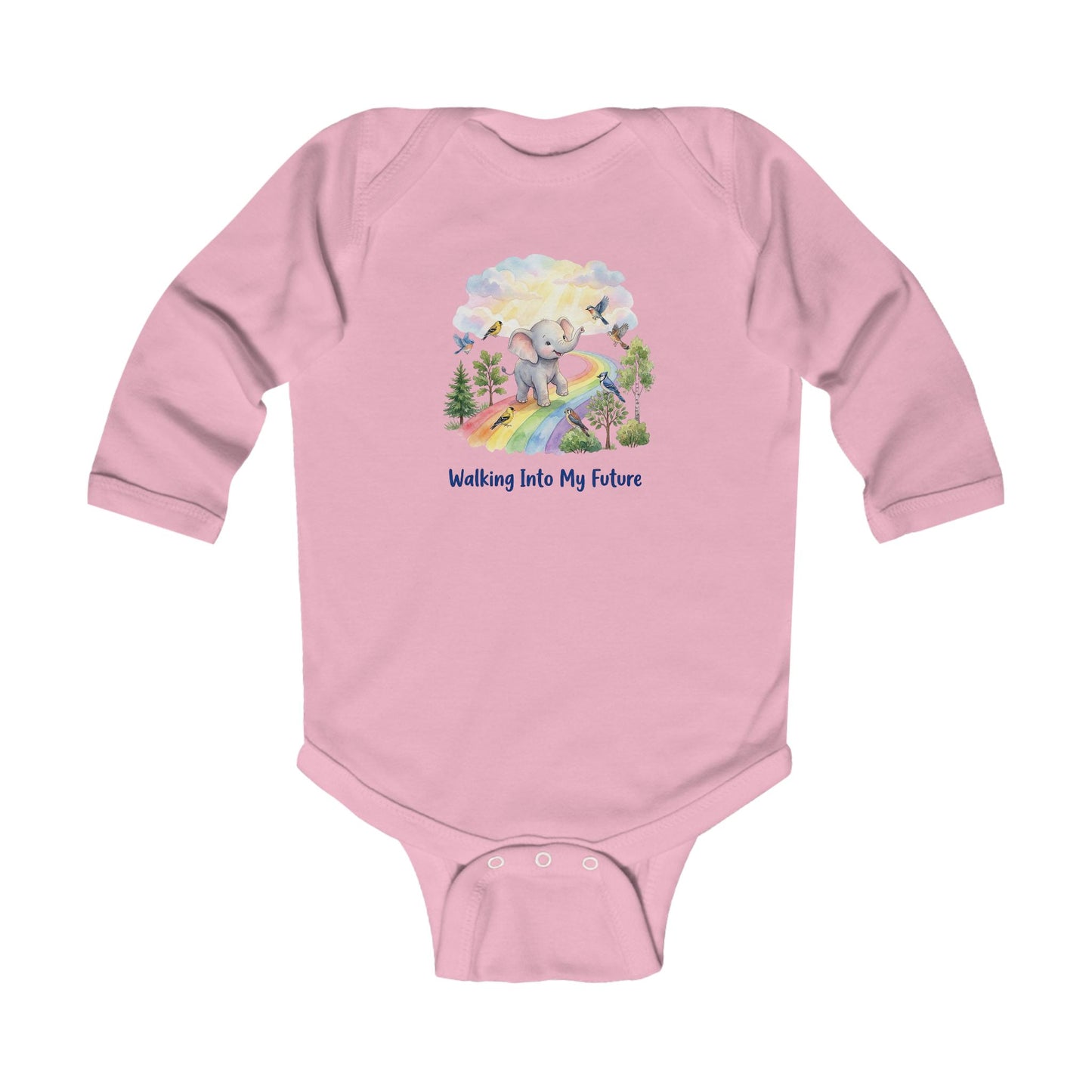 Infant Bodysuit — 'Walking Into My Future' Elephant Rainbow Baby Onesie