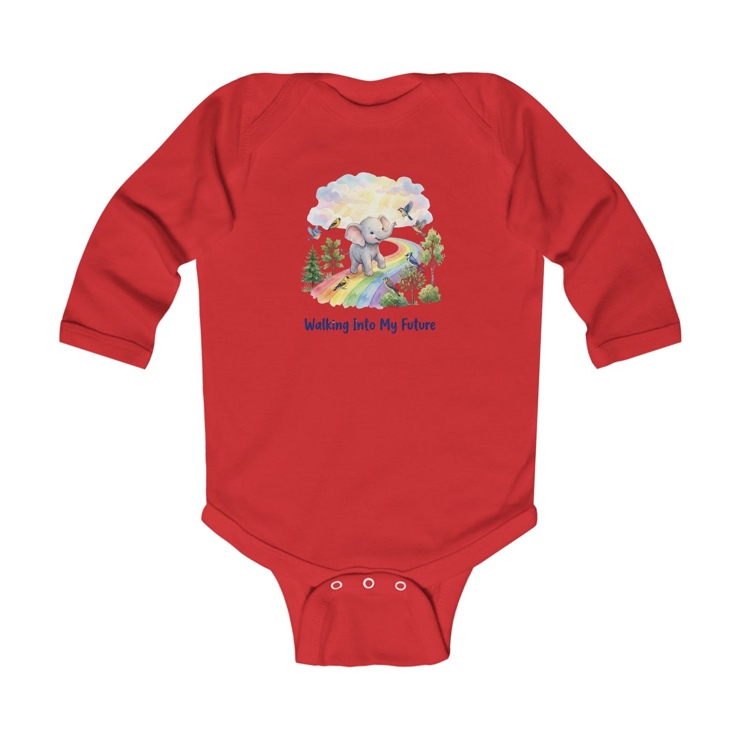 Infant Bodysuit — 'Walking Into My Future' Elephant Rainbow Baby Onesie