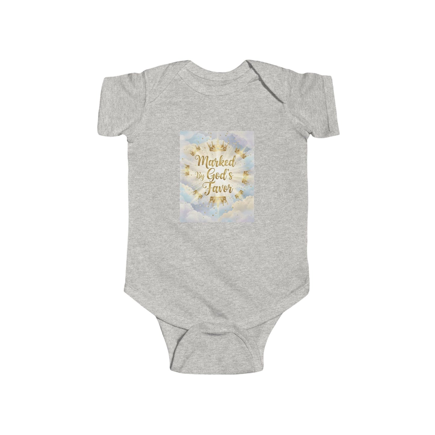 Infant Bodysuit "Marked By God's Favor" - Baby Christian Onesie, Religious Baptism Gift