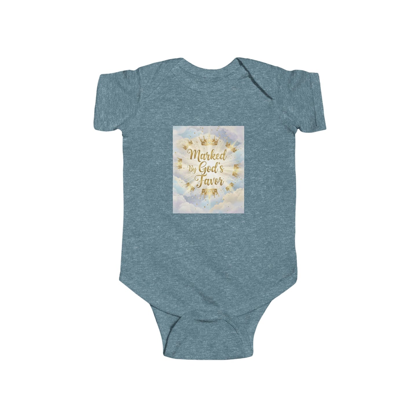 Infant Bodysuit "Marked By God's Favor" - Baby Christian Onesie, Religious Baptism Gift