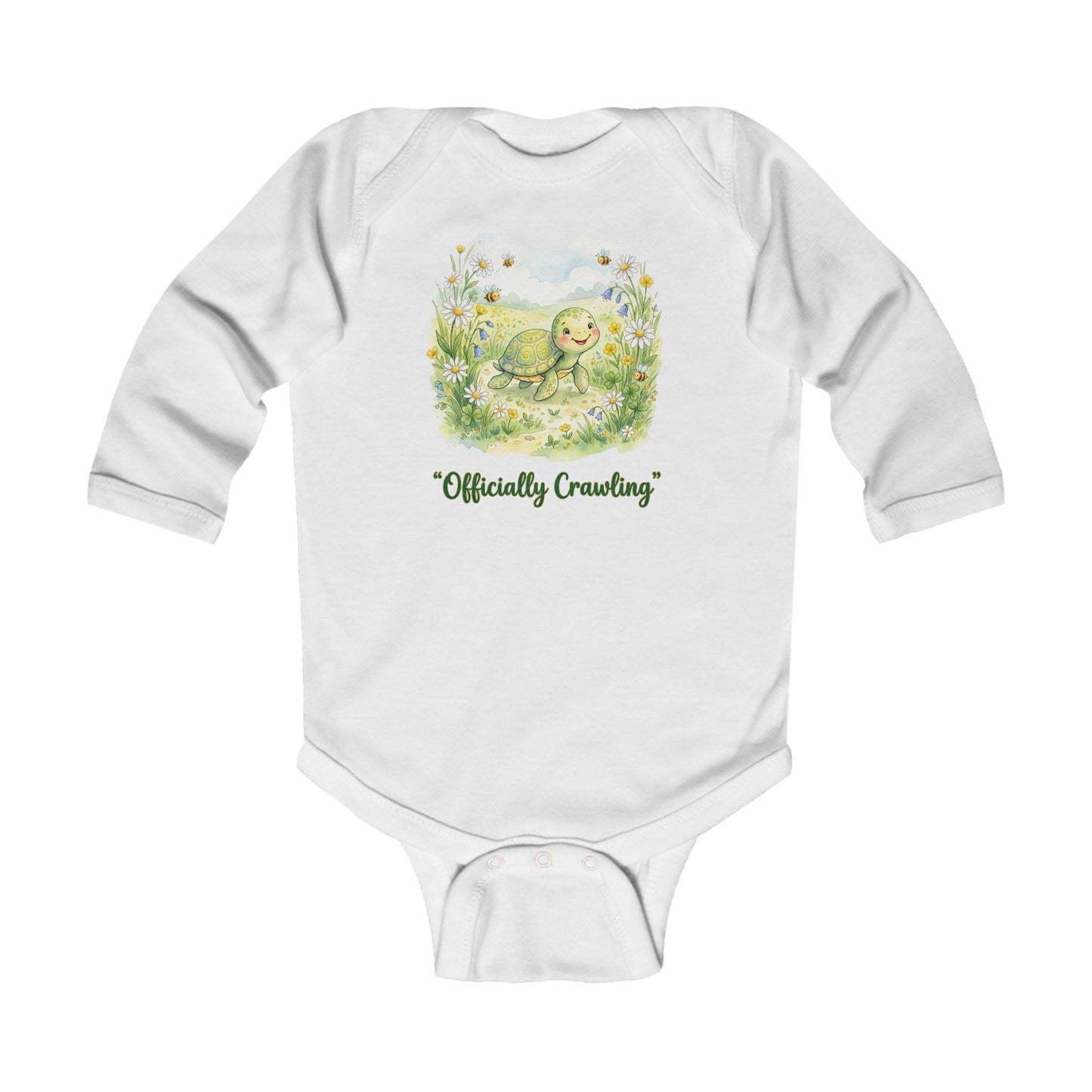 'Officially Crawling' Infant Long Sleeve Bodysuit – Cute Woodland Baby Onesie
