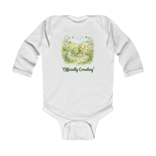 'Officially Crawling' Infant Long Sleeve Bodysuit – Cute Woodland Baby Onesie