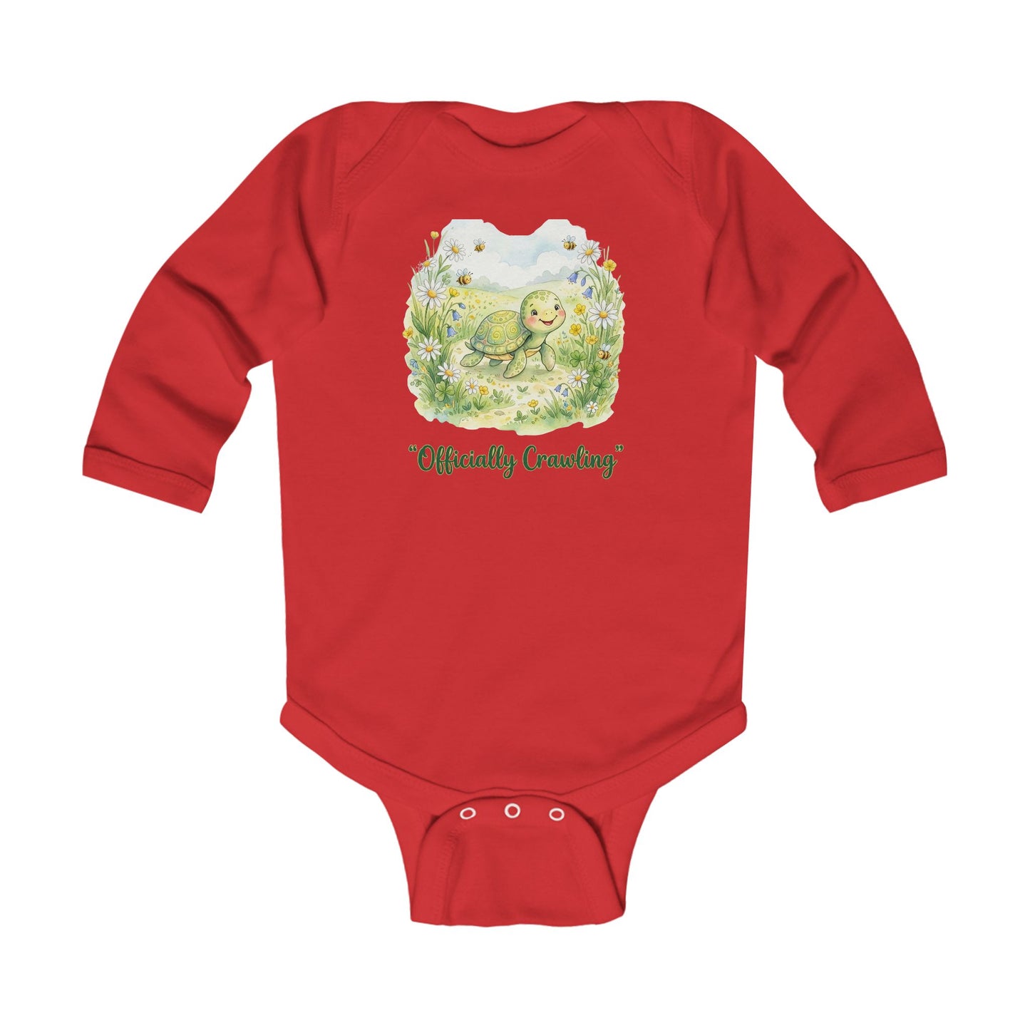 'Officially Crawling' Infant Long Sleeve Bodysuit – Cute Woodland Baby Onesie