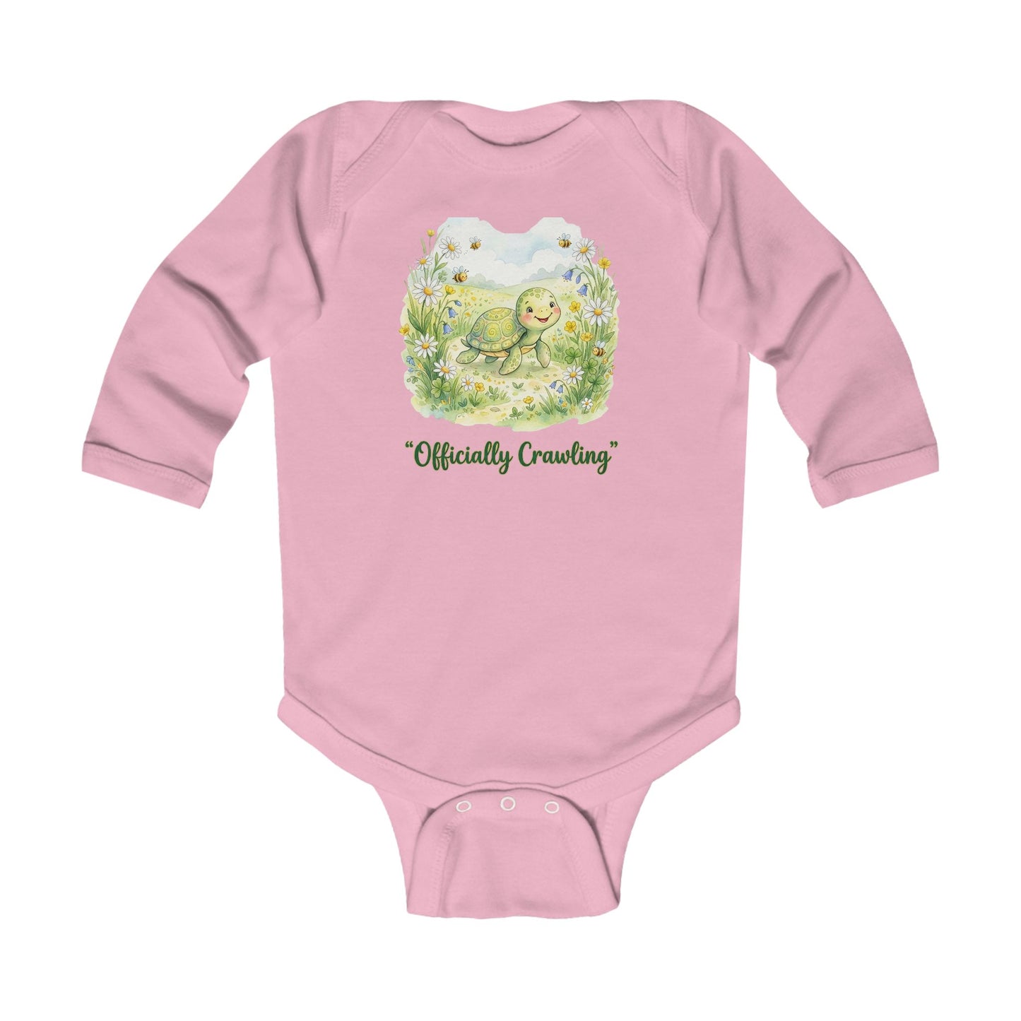 'Officially Crawling' Infant Long Sleeve Bodysuit – Cute Woodland Baby Onesie