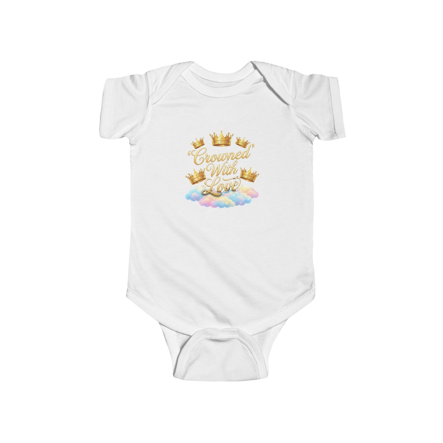 Infant Bodysuit — "Crowned With Love" Gold Crown Baby Onesie