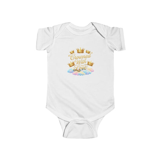 Infant Bodysuit — "Crowned With Love" Gold Crown Baby Onesie