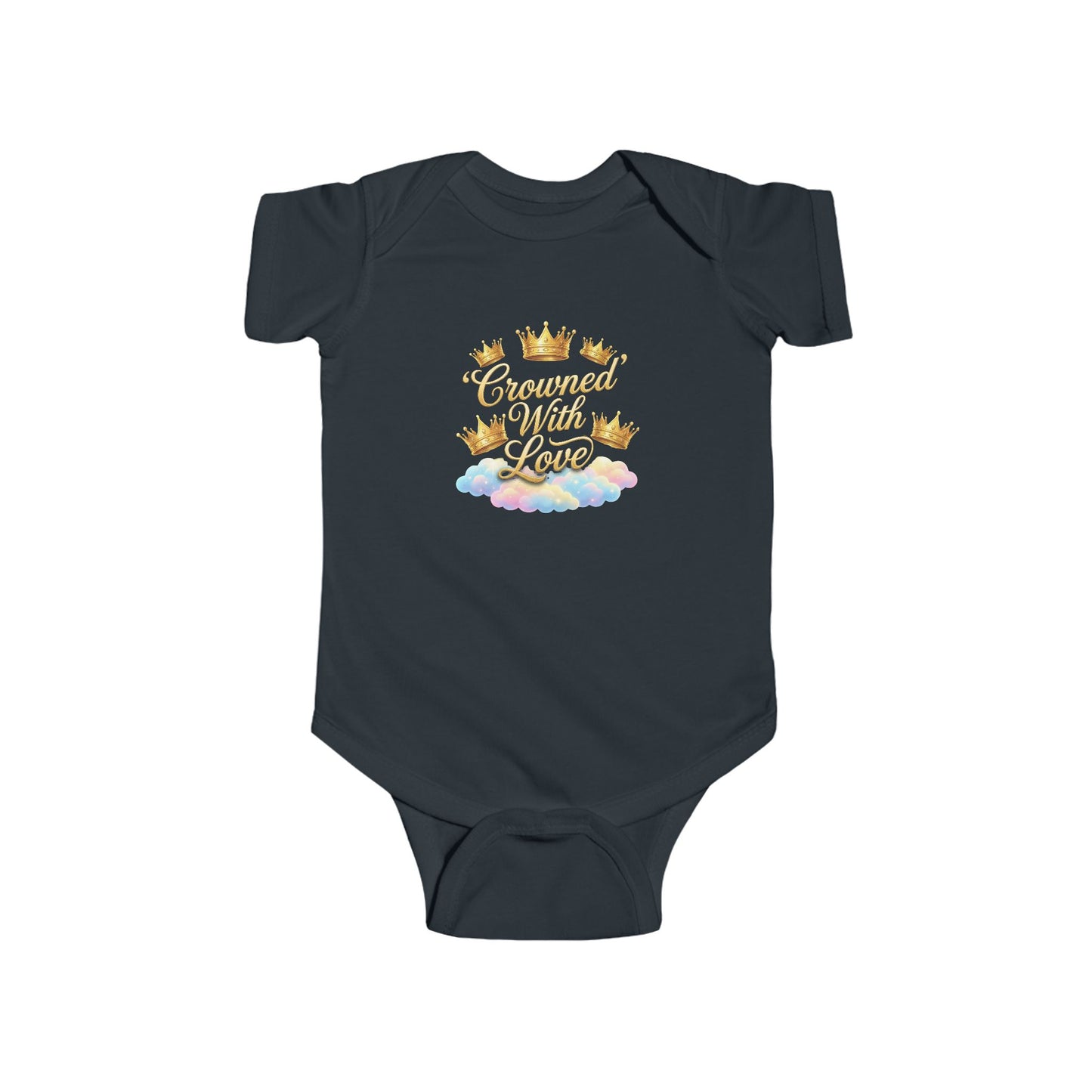 Infant Bodysuit — "Crowned With Love" Gold Crown Baby Onesie