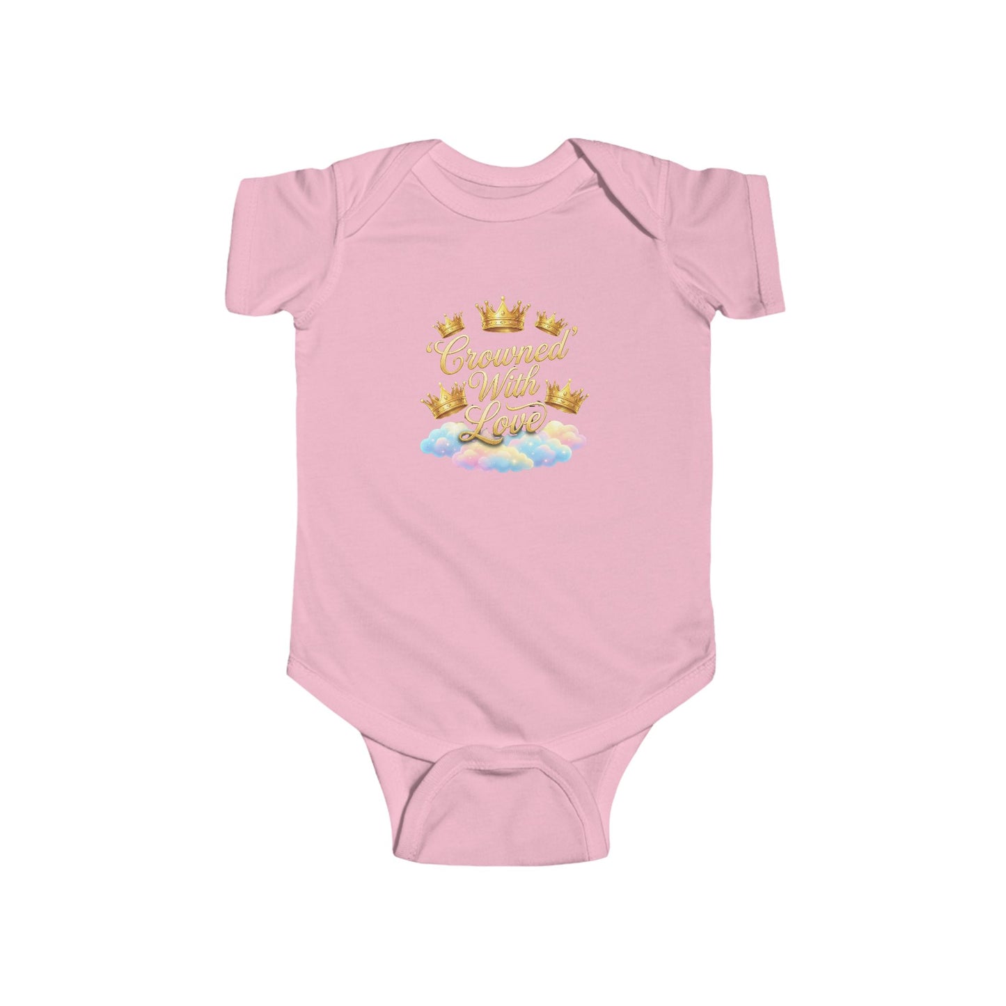 Infant Bodysuit — "Crowned With Love" Gold Crown Baby Onesie