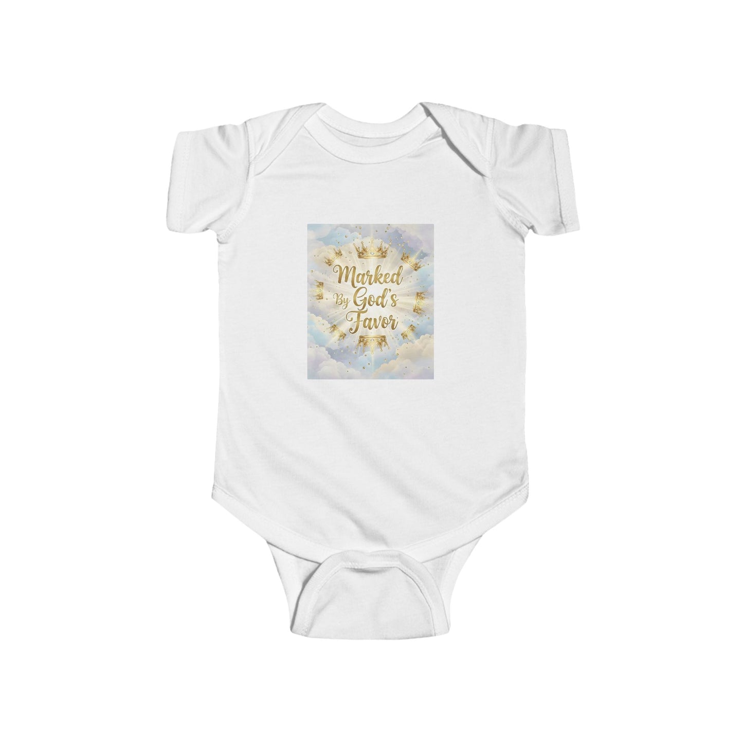 Infant Bodysuit "Marked By God's Favor" - Baby Christian Onesie, Religious Baptism Gift
