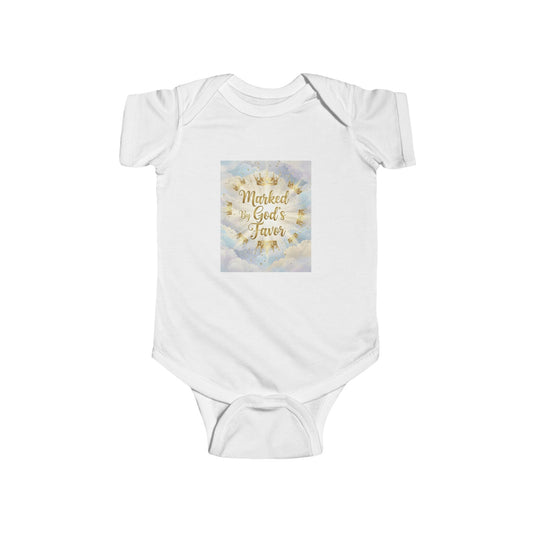 Infant Bodysuit "Marked By God's Favor" - Baby Christian Onesie, Religious Baptism Gift