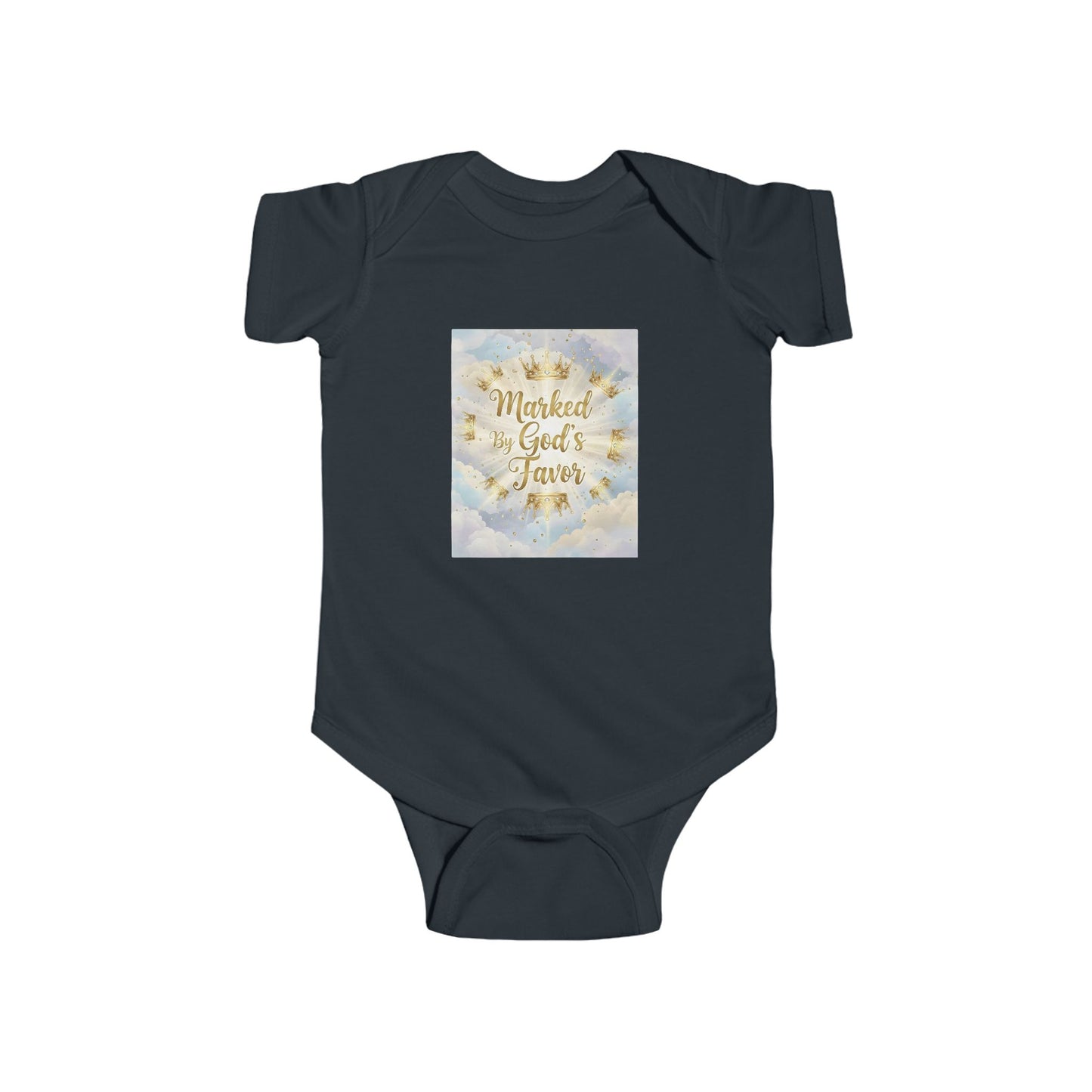 Infant Bodysuit "Marked By God's Favor" - Baby Christian Onesie, Religious Baptism Gift