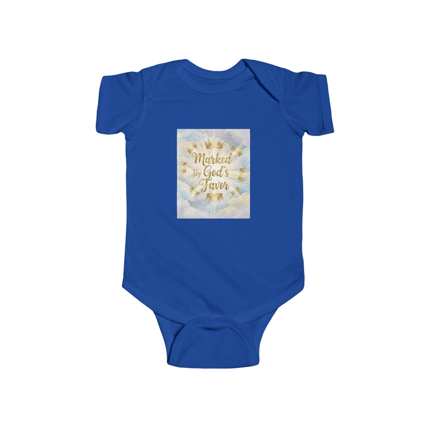 Infant Bodysuit "Marked By God's Favor" - Baby Christian Onesie, Religious Baptism Gift