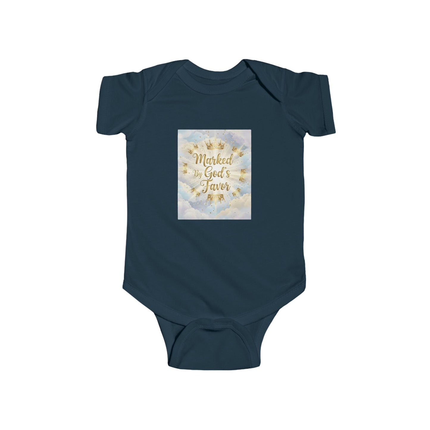 Infant Bodysuit "Marked By God's Favor" - Baby Christian Onesie, Religious Baptism Gift