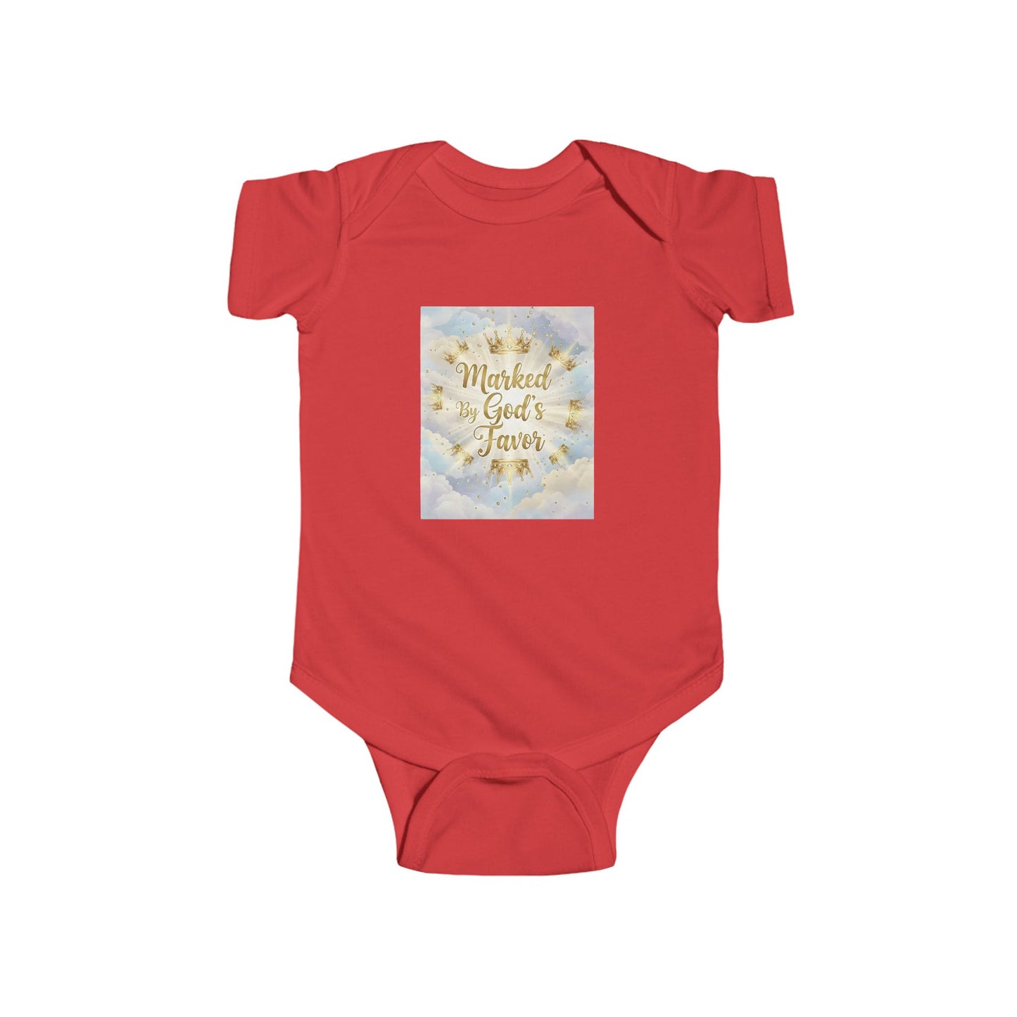 Infant Bodysuit "Marked By God's Favor" - Baby Christian Onesie, Religious Baptism Gift