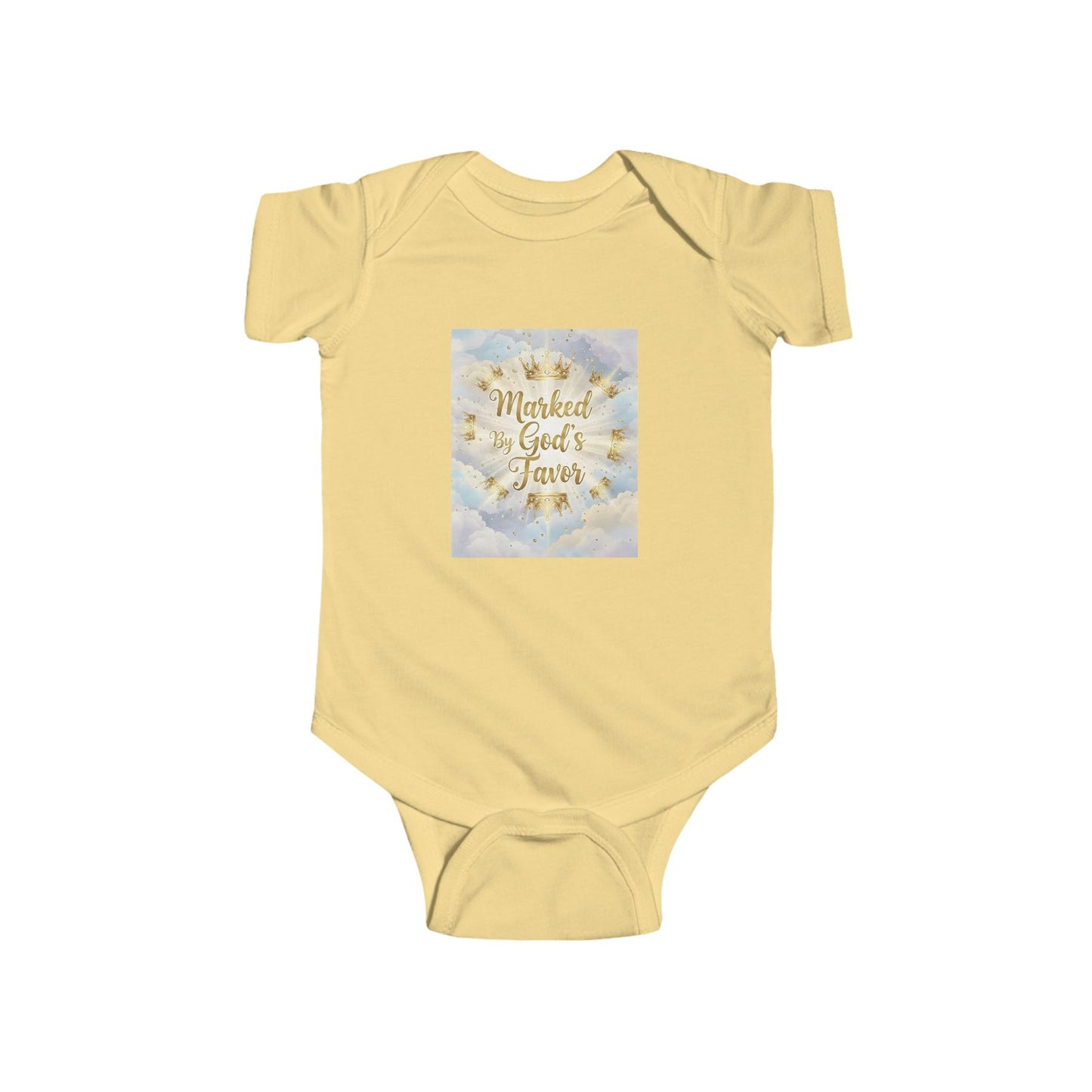 Infant Bodysuit "Marked By God's Favor" - Baby Christian Onesie, Religious Baptism Gift