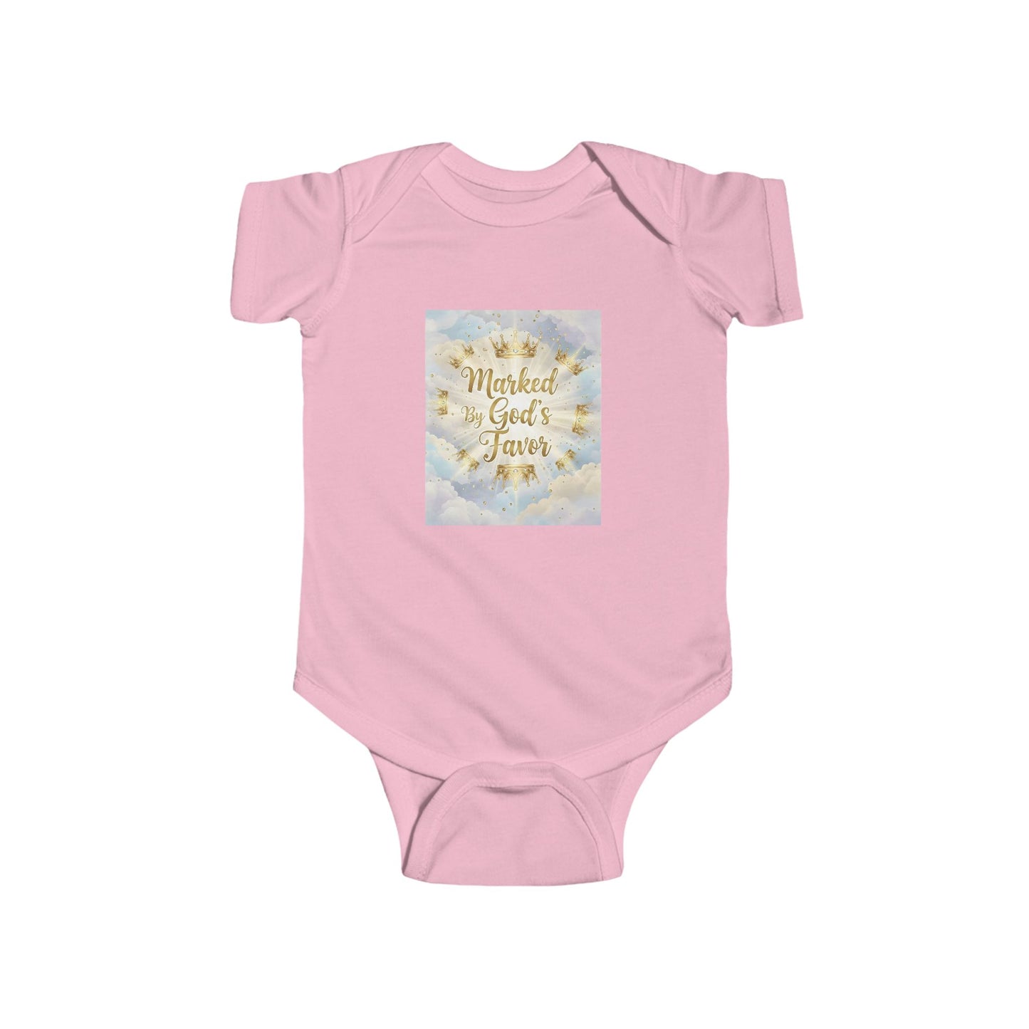 Infant Bodysuit "Marked By God's Favor" - Baby Christian Onesie, Religious Baptism Gift