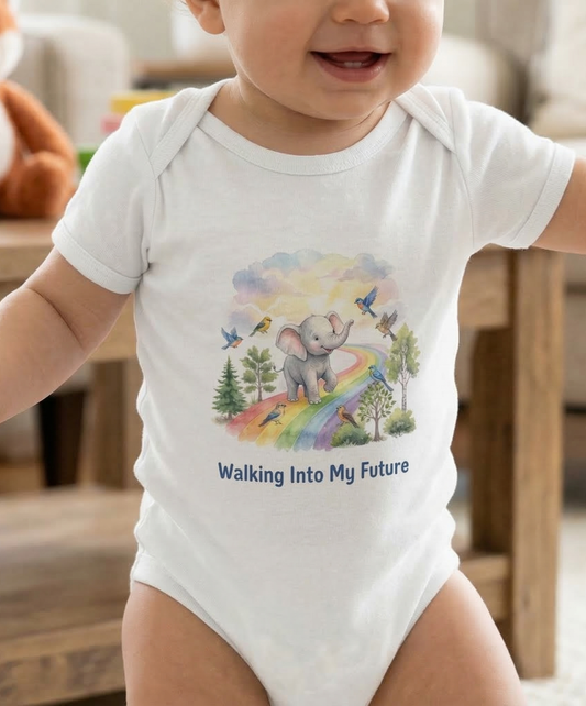 Infant Bodysuit - "Walking Into My Future" Baby Milestone - Baby Onesie