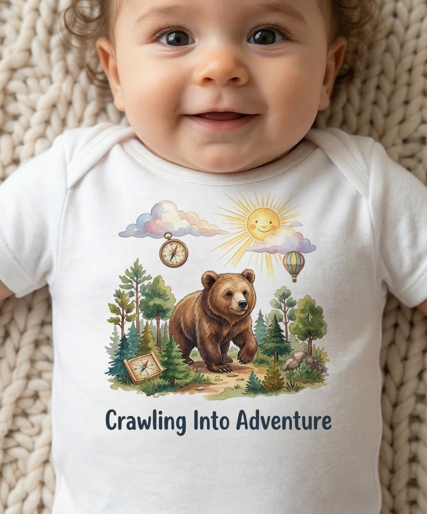 "Crawling Into Adventure"  — Bear Cub Adventure Infant Bodysuit Baby Onesie