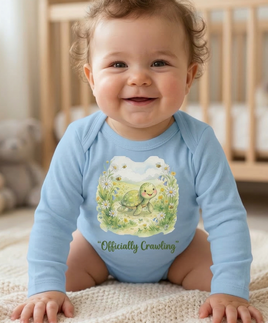 'Officially Crawling' Infant Long Sleeve Bodysuit – Cute Woodland Baby Onesie