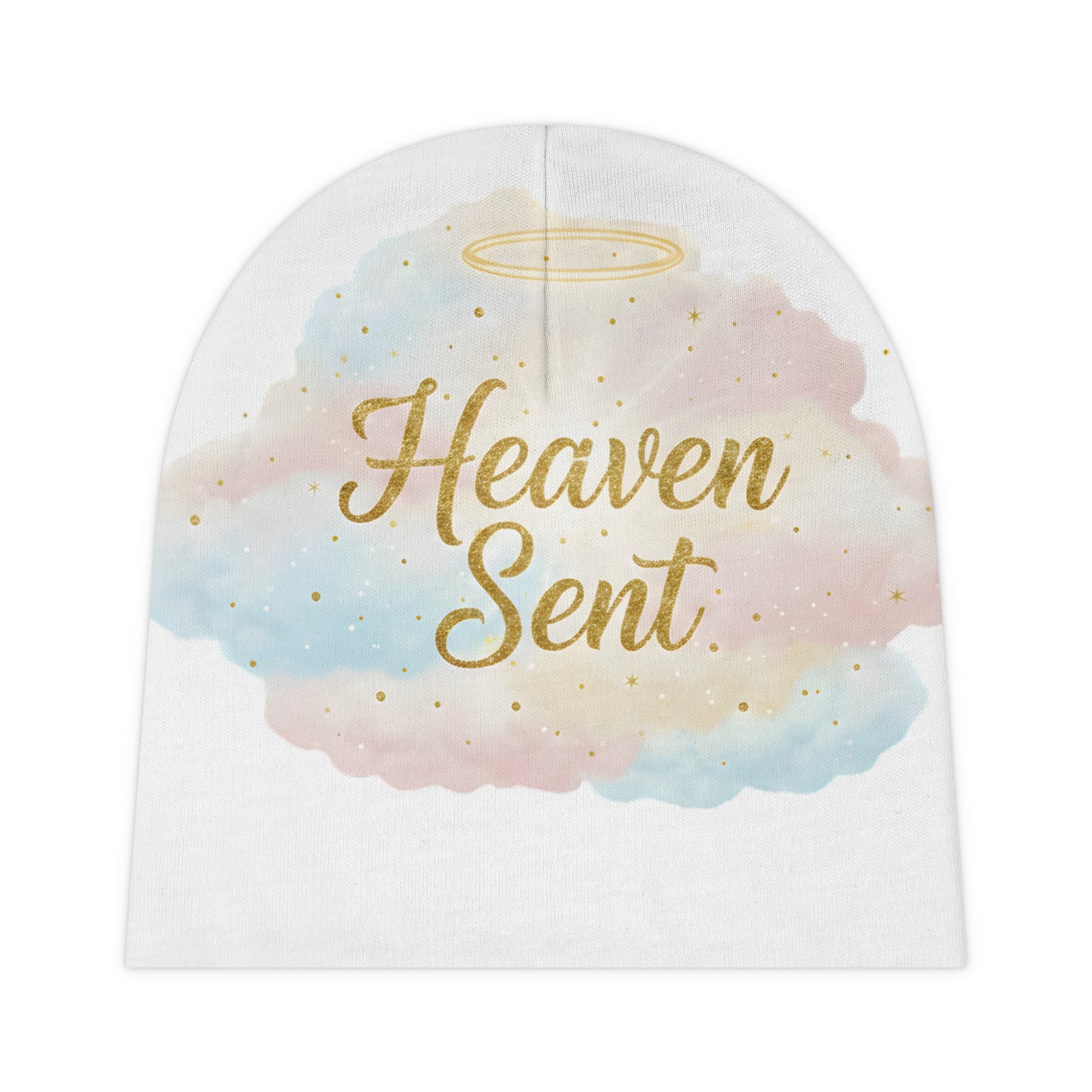 Heaven Sent Baby Beanie — Pastel Cloud Infant Hat with Halo
