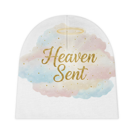 Heaven Sent Baby Beanie — Pastel Cloud Infant Hat with Halo