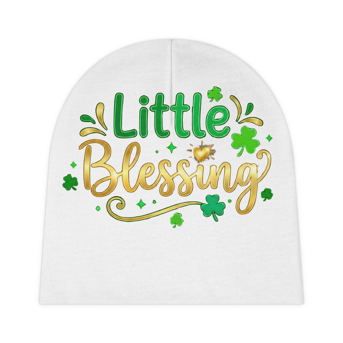 Baby Beanie — "Little Blessing" St. Patrick's Day Shamrock Infant Hat