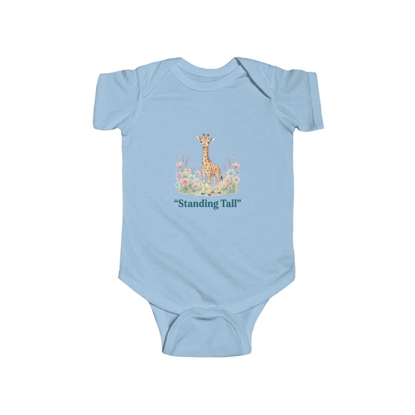 "Standing Tall" - Giraffe Infant Bodysuit — Cute Baby Onesie with Floral Design