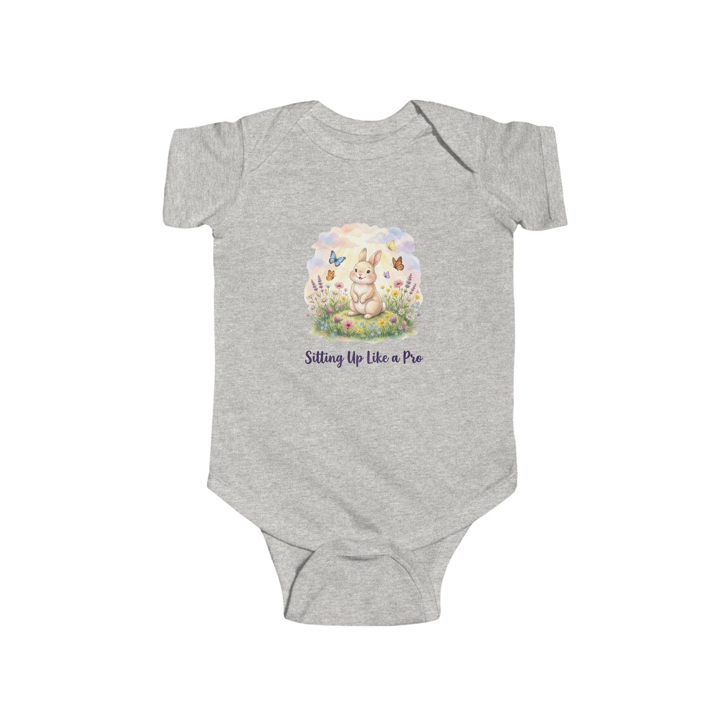 'Sitting Up Like a Pro' - Infant Bodysuit - Cute Bunny Easter Floral Onesie