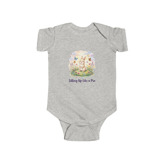 'Sitting Up Like a Pro' - Infant Bodysuit - Cute Bunny Easter Floral Onesie