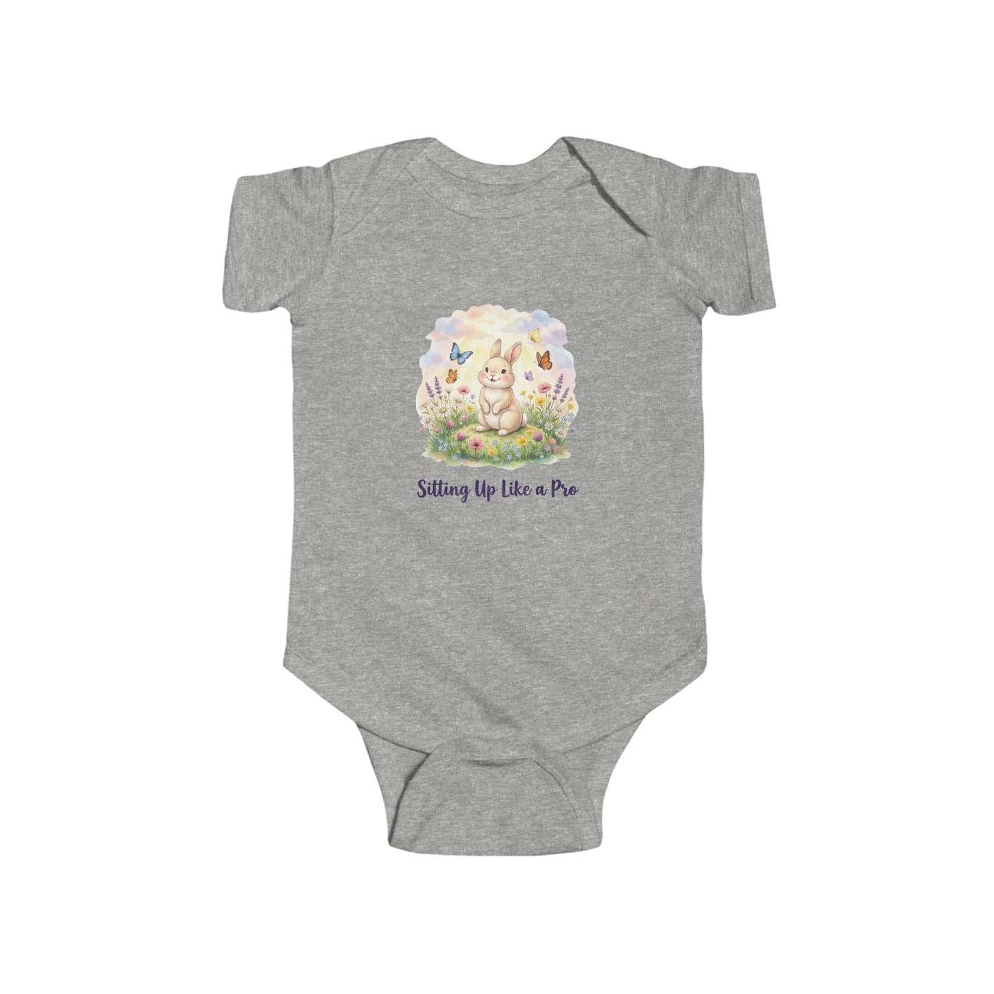 'Sitting Up Like a Pro' - Infant Bodysuit - Cute Bunny Easter Floral Onesie