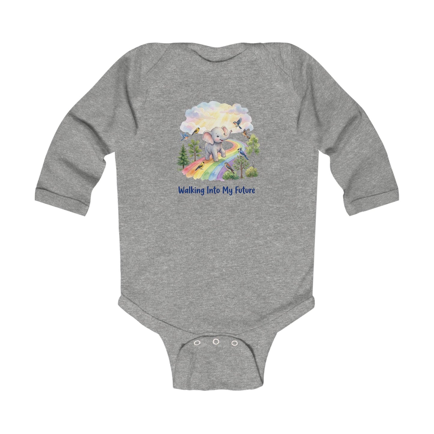 Infant Bodysuit — 'Walking Into My Future' Elephant Rainbow Baby Onesie