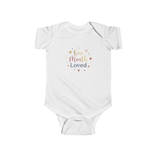 One Month Loved Baby Bodysuit – Newborn Milestone Onesie